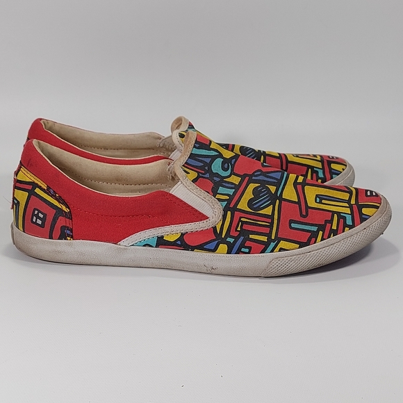 Bucket Feet Canvas Slip On Red Sneaker Boat Shoes, Size 9 - Picture 2 of 9